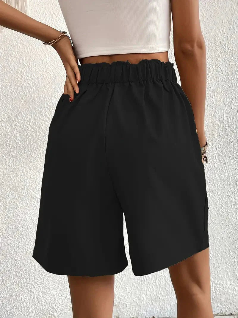 Linne shorts, Slantfickor, Hög midja, Damshorts, Sommarkläder