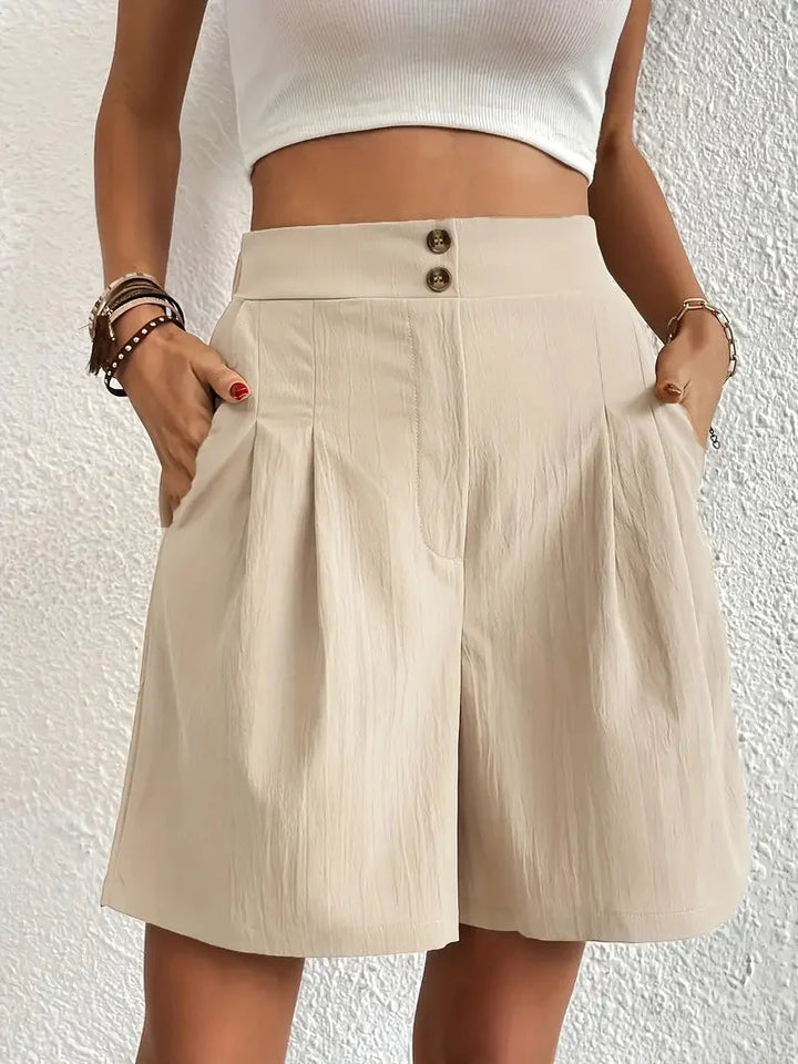 Linne shorts, Slantfickor, Hög midja, Damshorts, Sommarkläder