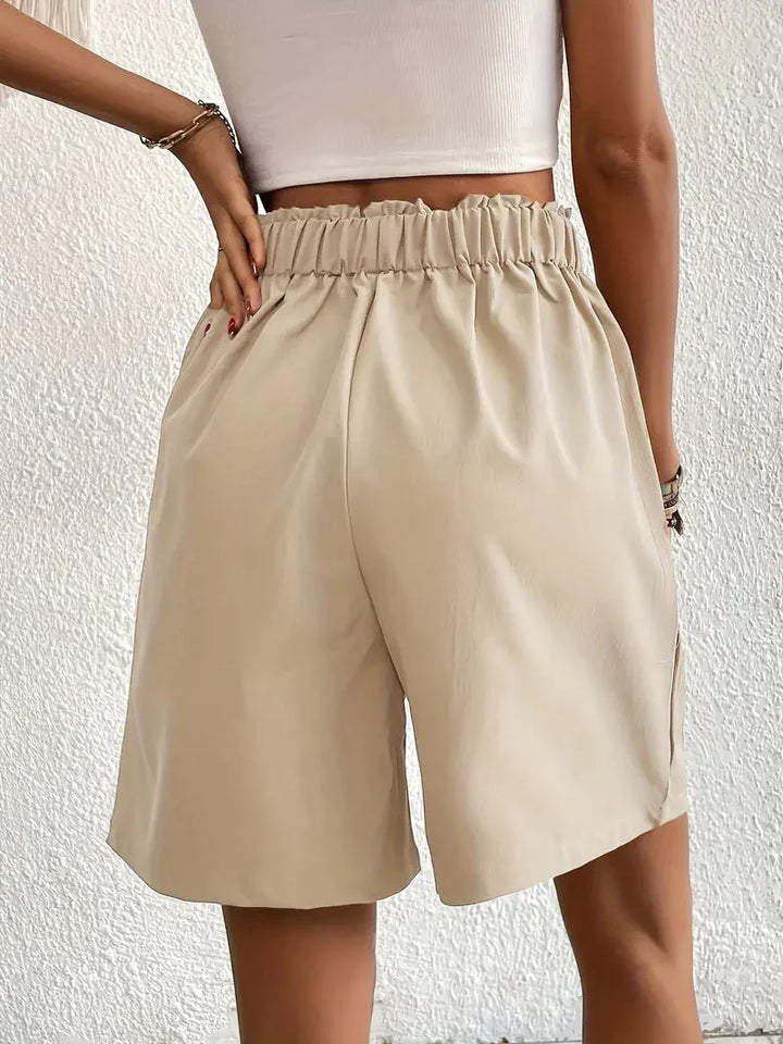 Linne shorts, Slantfickor, Hög midja, Damshorts, Sommarkläder
