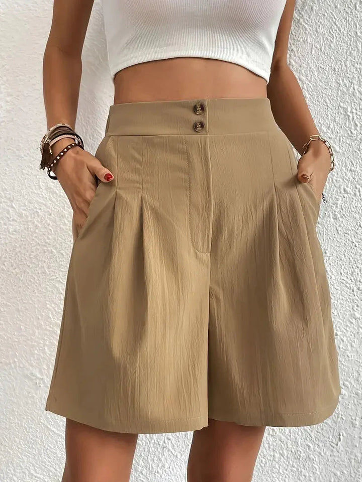 Linne shorts, Slantfickor, Hög midja, Damshorts, Sommarkläder