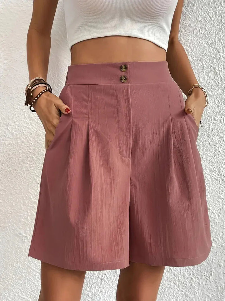 Linne shorts, Slantfickor, Hög midja, Damshorts, Sommarkläder
