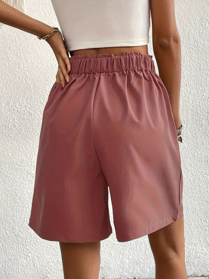 Linne shorts, Slantfickor, Hög midja, Damshorts, Sommarkläder