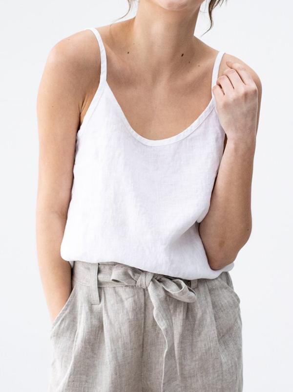 Linnetopp - Spaghettiband - Lös passform - Cami Top - Damkläder
