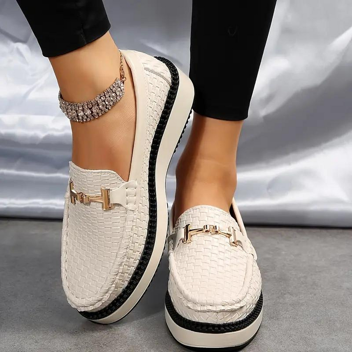 Loafers med plattform - Vävda - Bekväma - Damskor - Slip On-skor