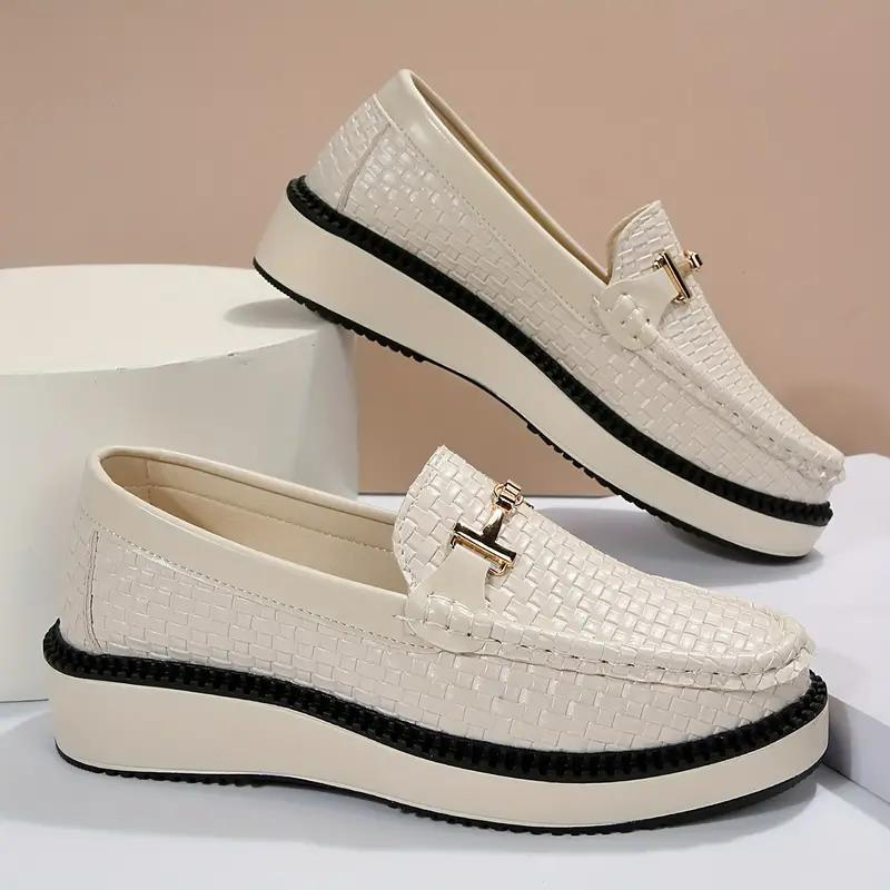 Loafers med plattform - Vävda - Bekväma - Damskor - Slip On-skor