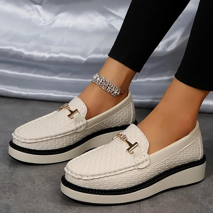 Loafers med plattform - Vävda - Bekväma - Damskor - Slip On-skor