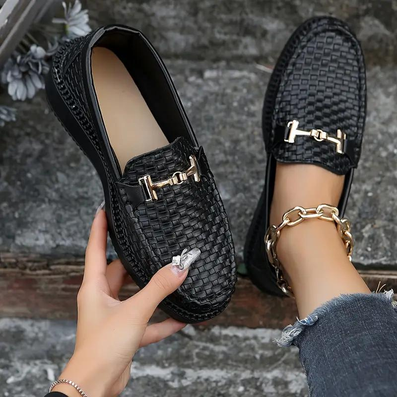 Loafers med plattform - Vävda - Bekväma - Damskor - Slip On-skor
