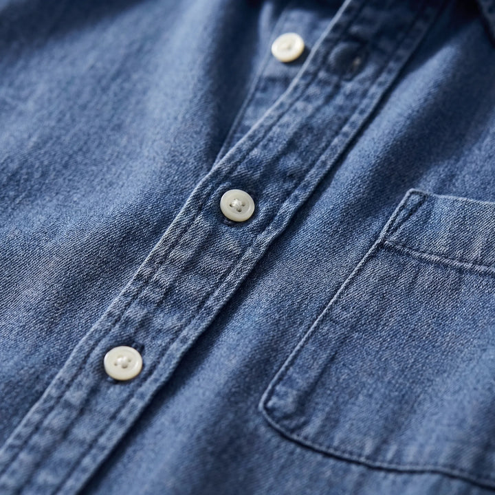 Långärmad denimskjorta med knappar - Nick
