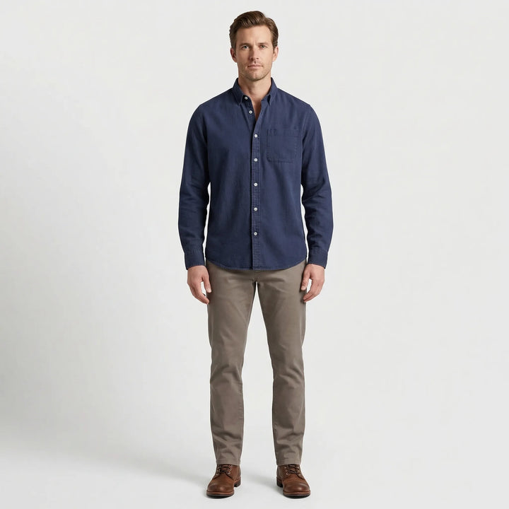 Långärmad denimskjorta med knappar - Nick