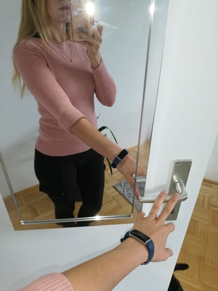 Långärmad slätstickad topp - Veronica