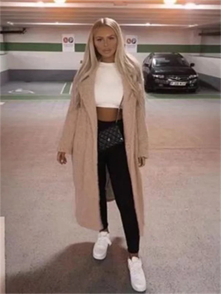 Long Teddy Coat - Lång Teddy Fleece vinterjacka för Kvinnor