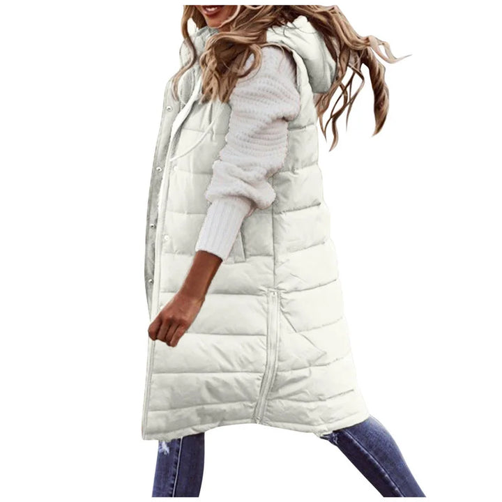Longline Gilet | Ärmlös | Huvtröja | Puffer Vest | Gilet för kvinnor
