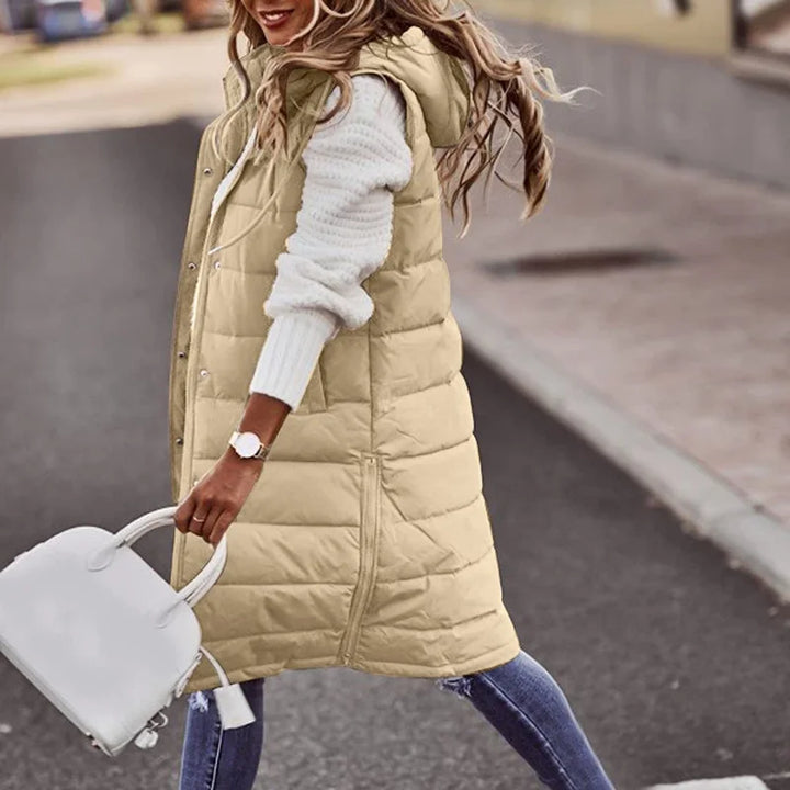 Longline Gilet | Ärmlös | Huvtröja | Puffer Vest | Gilet för kvinnor
