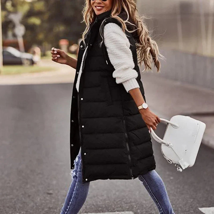 Longline Gilet | Ärmlös | Huvtröja | Puffer Vest | Gilet för kvinnor