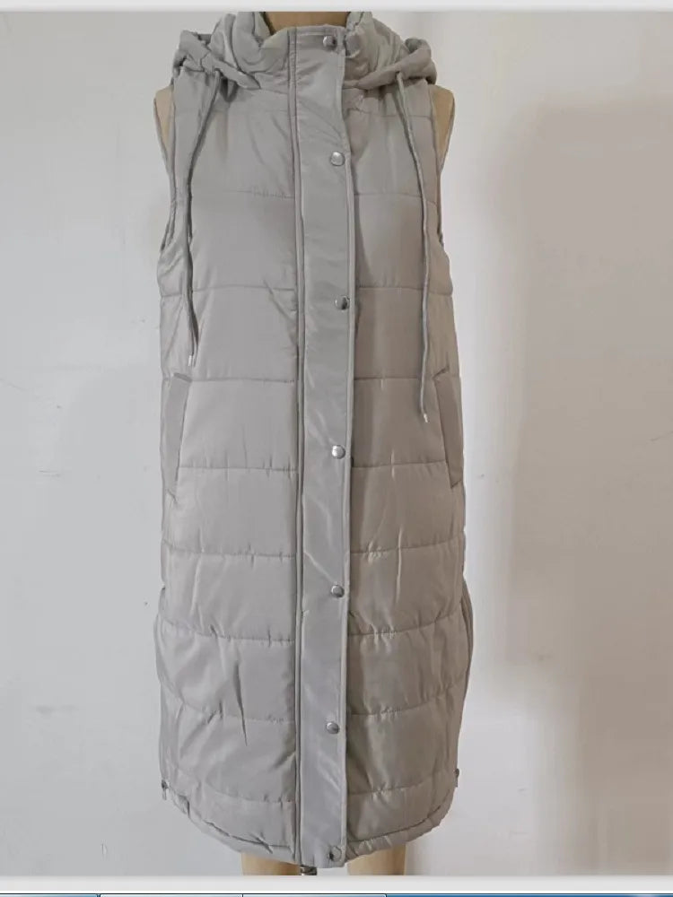 Longline Gilet | Ärmlös | Huvtröja | Puffer Vest | Gilet för kvinnor