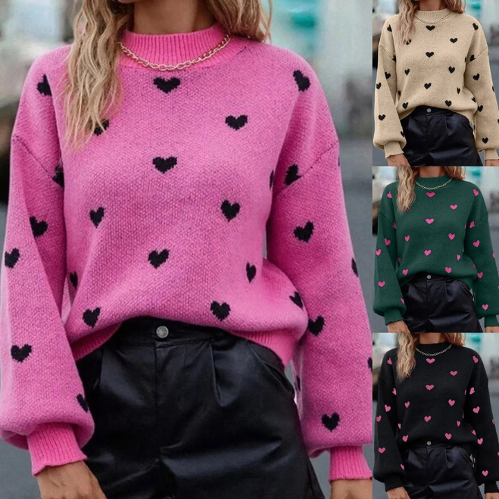 LoveStitch Hjärttröja | Varm vintertröja för kvinnor