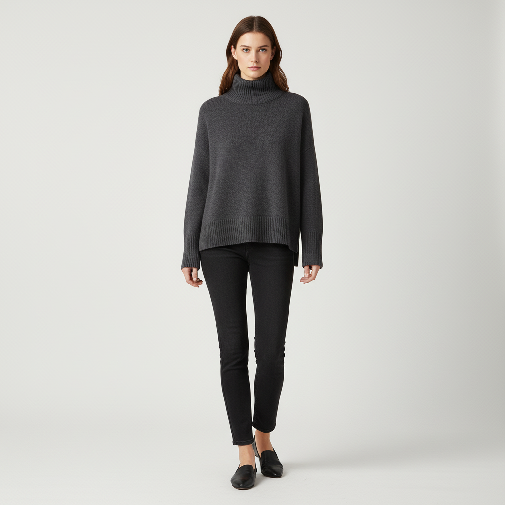 Lyxig damtröja med rullkrage - Alina