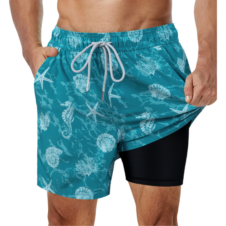 2-i-1 Badshorts för Män med Inbyggt Stöd