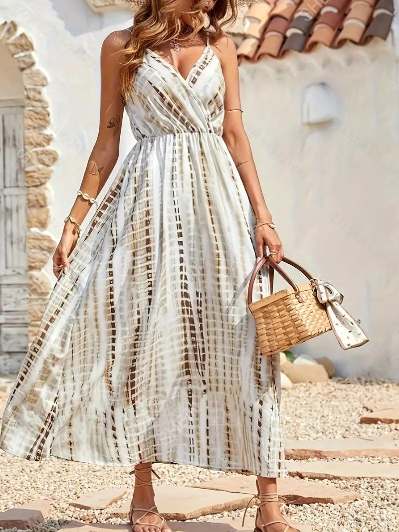 Maxi Solklänning, Spaghetti Strap, Flowy, Sommarklänning, Maxiklänning