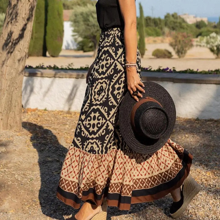Maxikjol – Damkjol med hög midja och boho-mönster