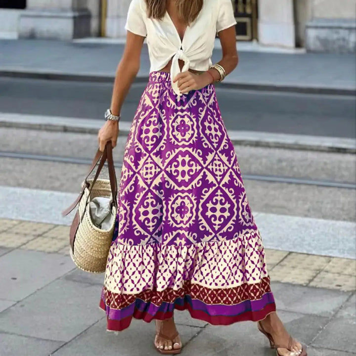 Maxikjol – Damkjol med hög midja och boho-mönster