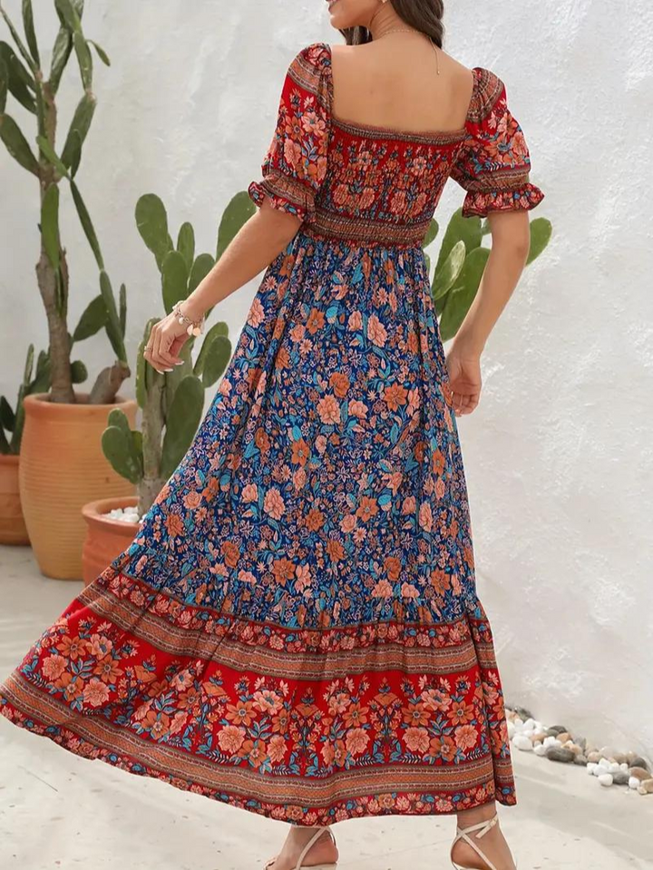 Maxiklänning - Blommig - Off Shoulder - Sommarklänning - Maxi Solklänning