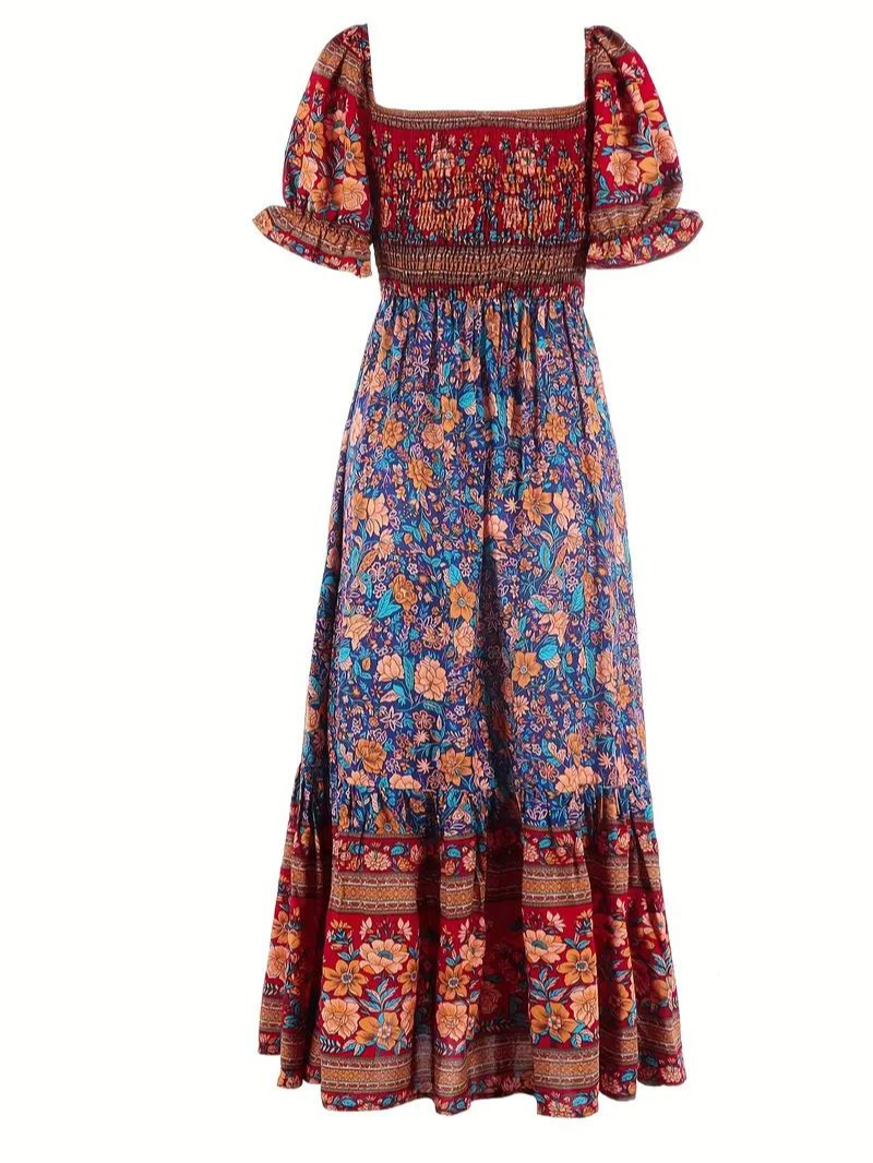 Maxiklänning - Blommig - Off Shoulder - Sommarklänning - Maxi Solklänning