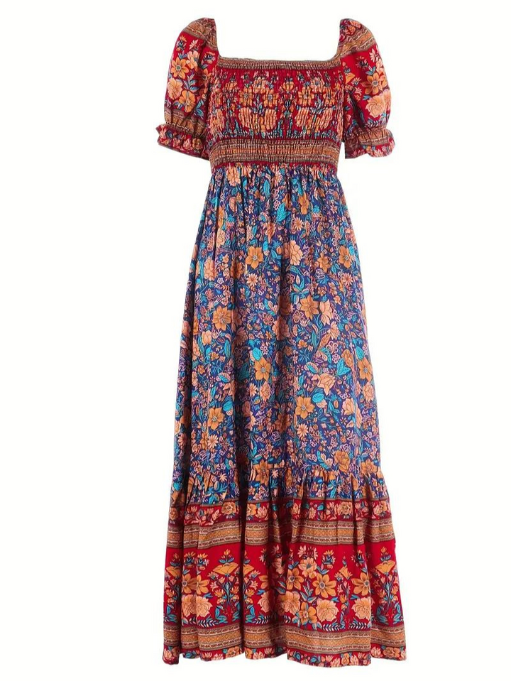 Maxiklänning - Blommig - Off Shoulder - Sommarklänning - Maxi Solklänning