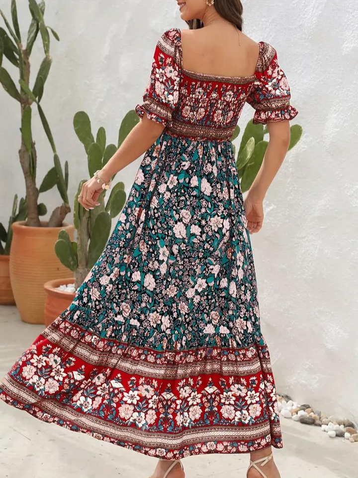 Maxiklänning - Blommig - Off Shoulder - Sommarklänning - Maxi Solklänning