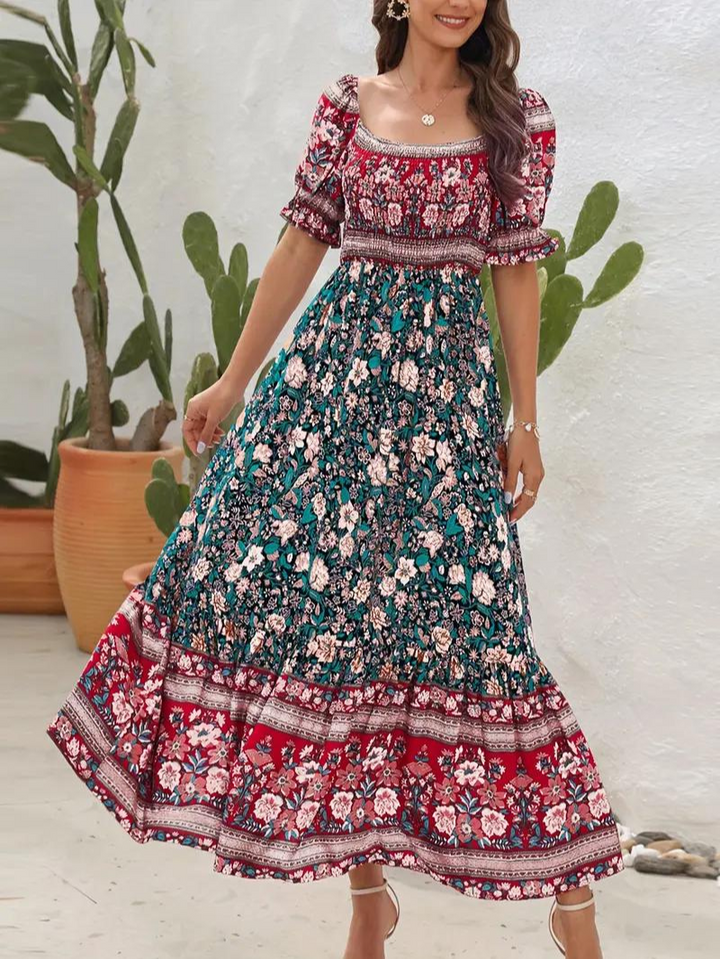 Maxiklänning - Blommig - Off Shoulder - Sommarklänning - Maxi Solklänning