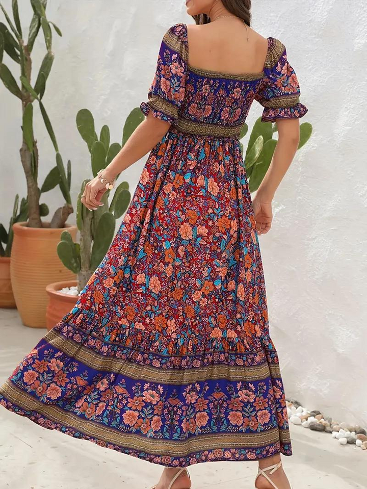 Maxiklänning - Blommig - Off Shoulder - Sommarklänning - Maxi Solklänning