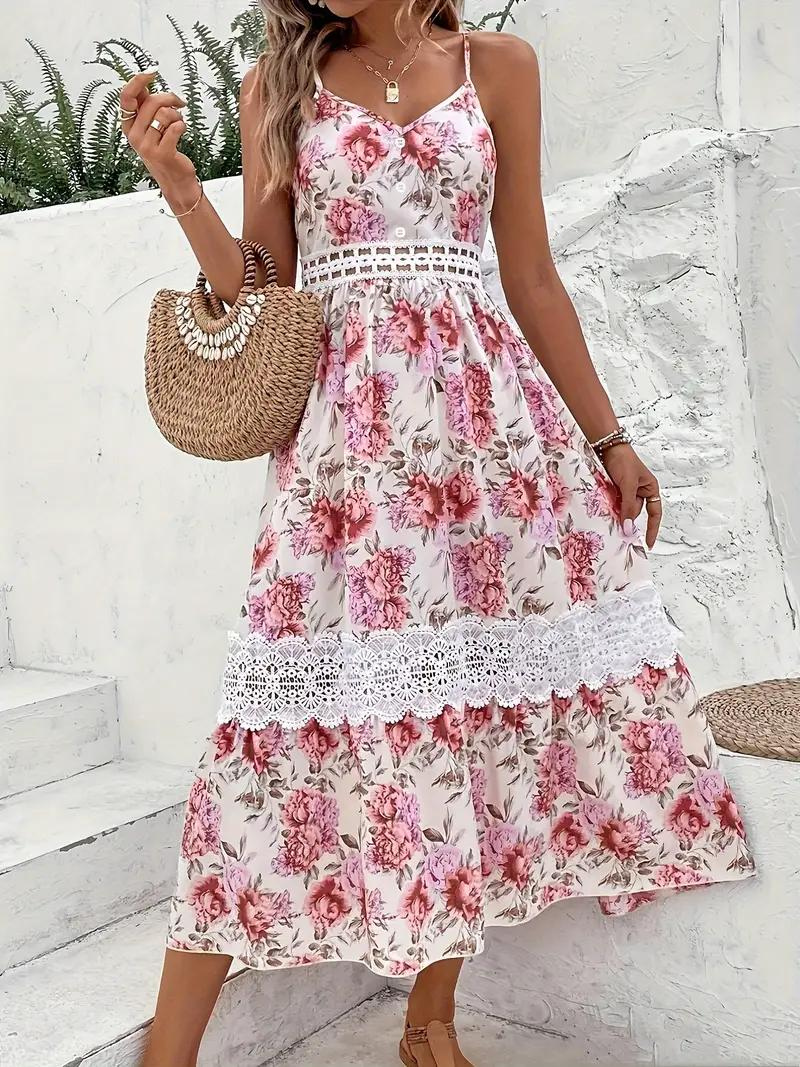 Maxiklänning - Blommig - Spets - Sommarklänning - Maxi Sundress