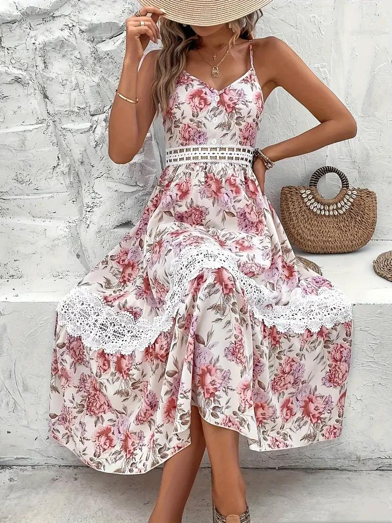 Maxiklänning - Blommig - Spets - Sommarklänning - Maxi Sundress