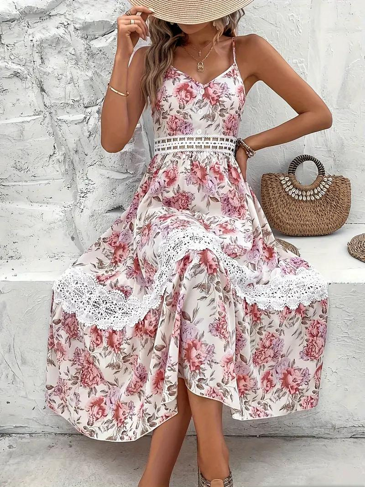 Maxiklänning - Blommig - Spets - Sommarklänning - Maxi Sundress