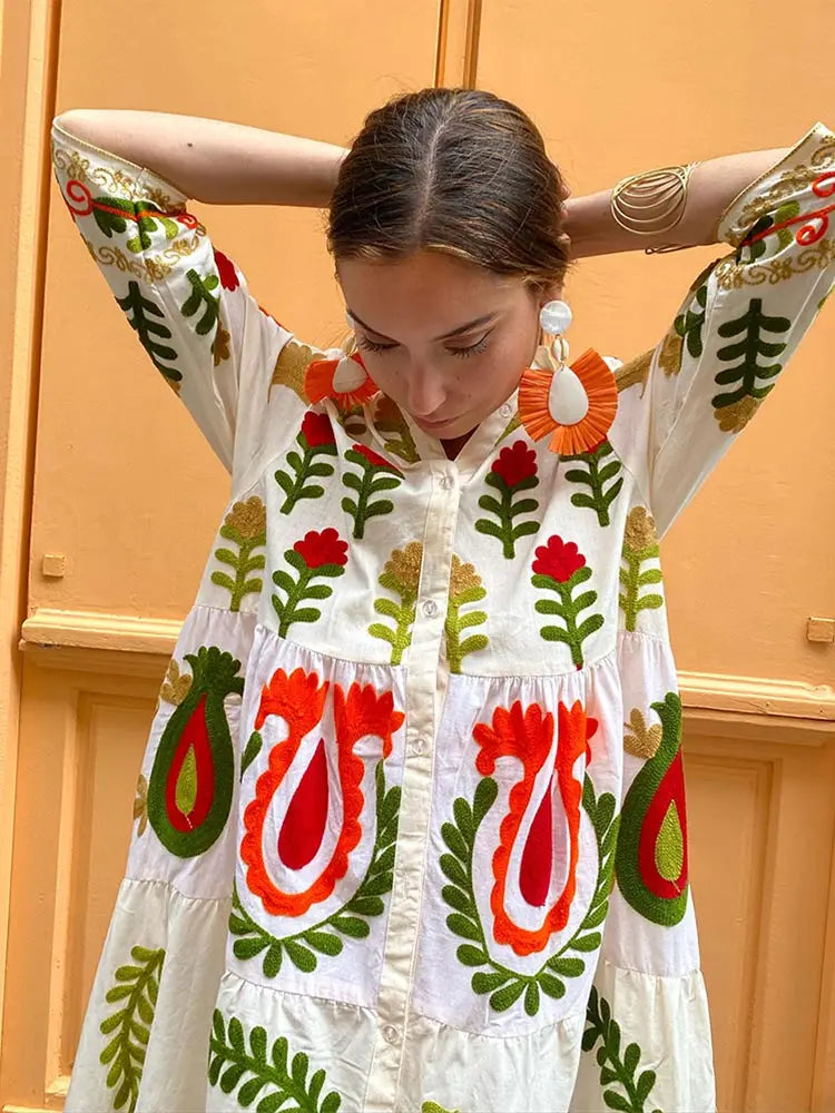 Maxiklänning - Knappklänning - Oversized - Maxiklänning med skjorta - Långärmad maxiklänning