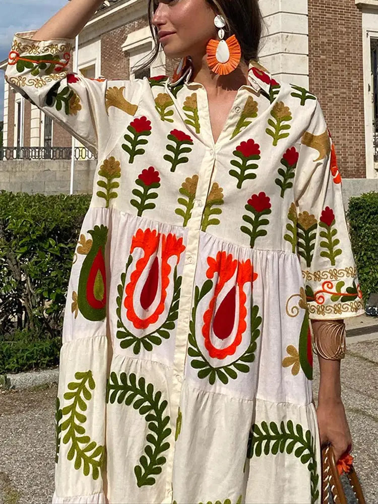 Maxiklänning - Knappklänning - Oversized - Maxiklänning med skjorta - Långärmad maxiklänning