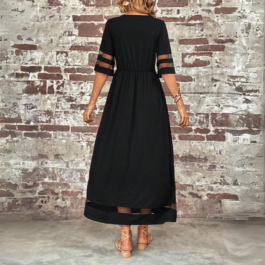 Maxiklänning | Magtäckande | Kortärmad | A-linjeformad klänning | Elegant klänning