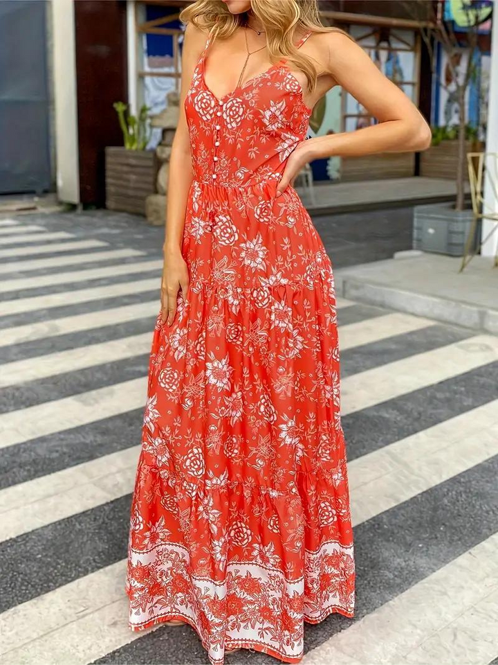 Maxiklänning, blommig, Boho Style, Sommarklänning, Maxi Sundress