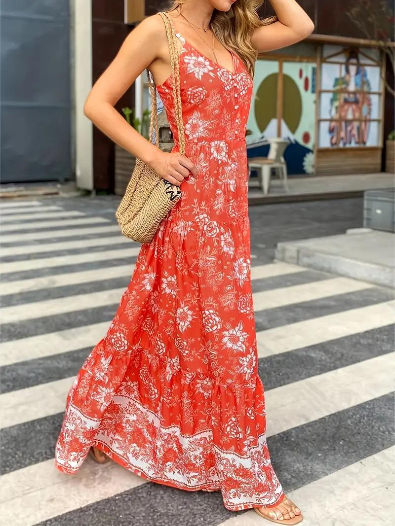 Maxiklänning, blommig, Boho Style, Sommarklänning, Maxi Sundress