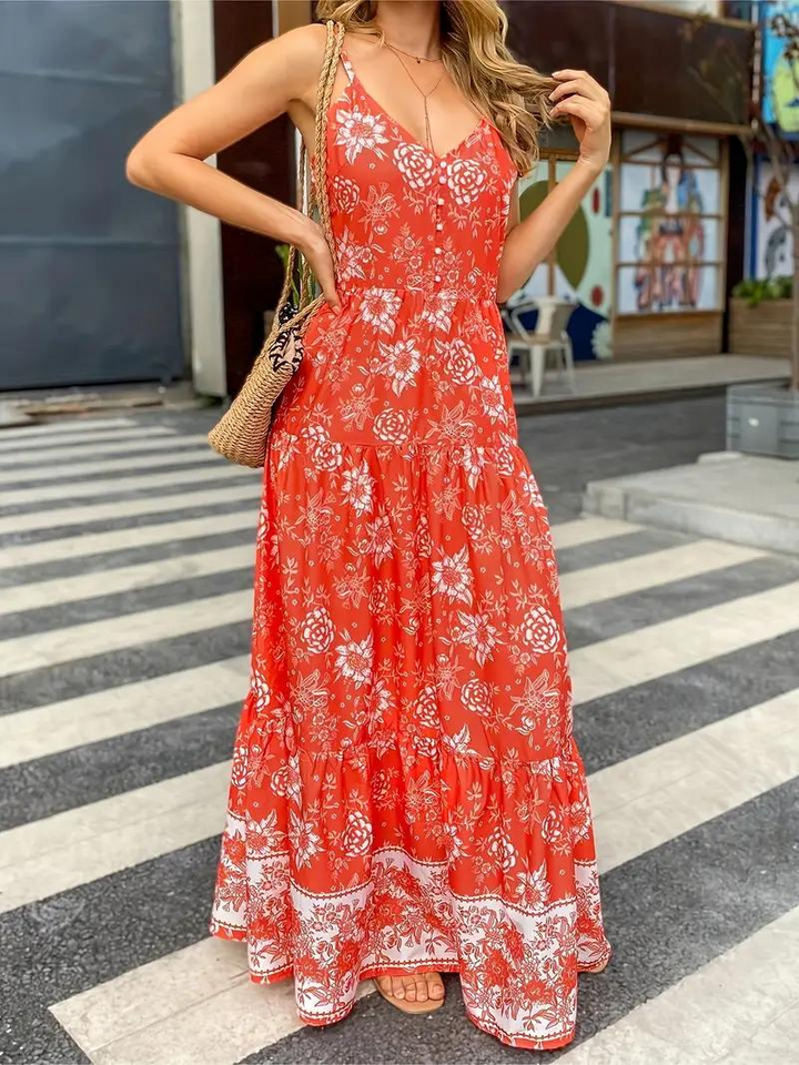 Maxiklänning, blommig, Boho Style, Sommarklänning, Maxi Sundress