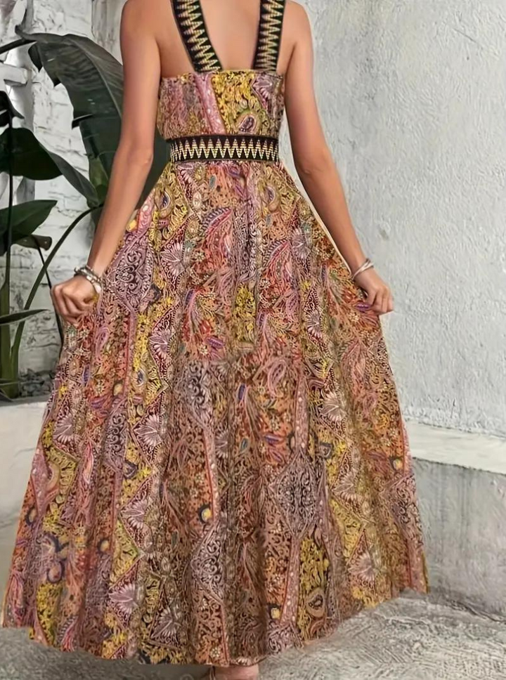 Maxiklänning, halterneck, Boho-stil, sommarklänning, långa klänningar