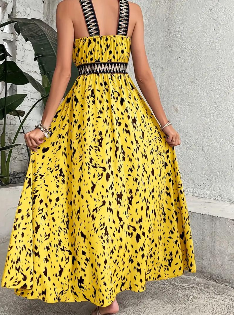 Maxiklänning, halterneck, Boho-stil, sommarklänning, långa klänningar