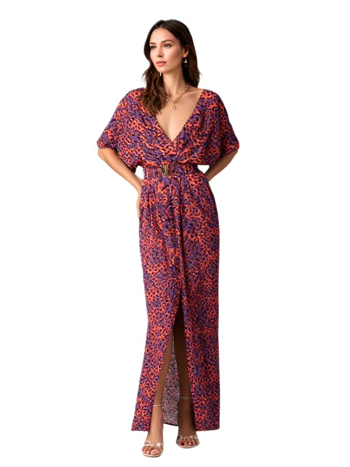 Maxiklänning Dam Boho Djup V-Hals Sommardesign