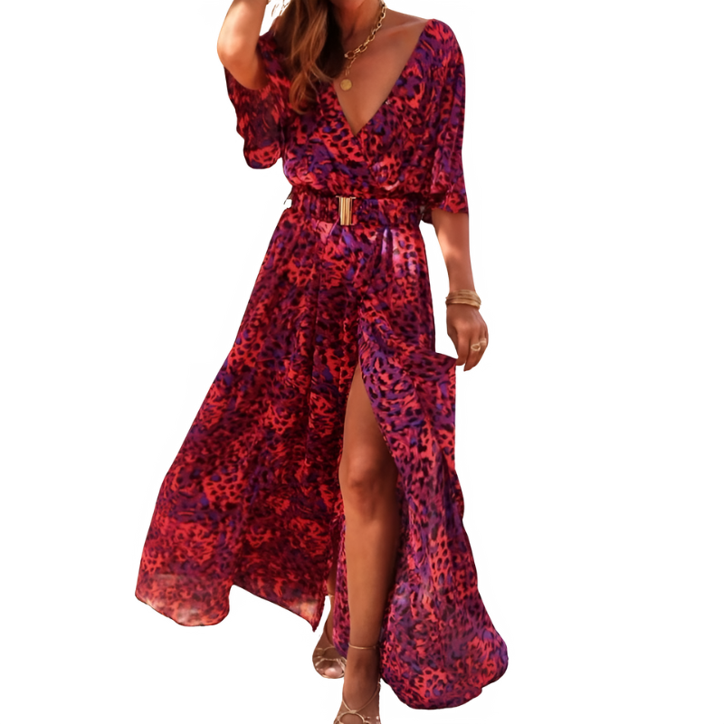 Maxiklänning Dam Boho Djup V-Hals Sommardesign