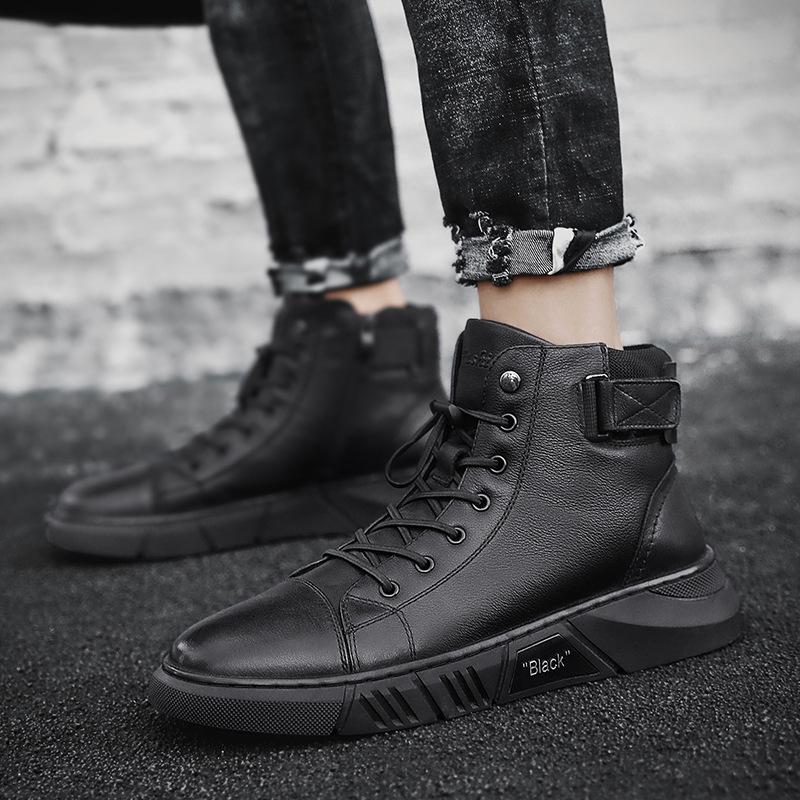 Herr svarta höga snörade sneakers - Corey