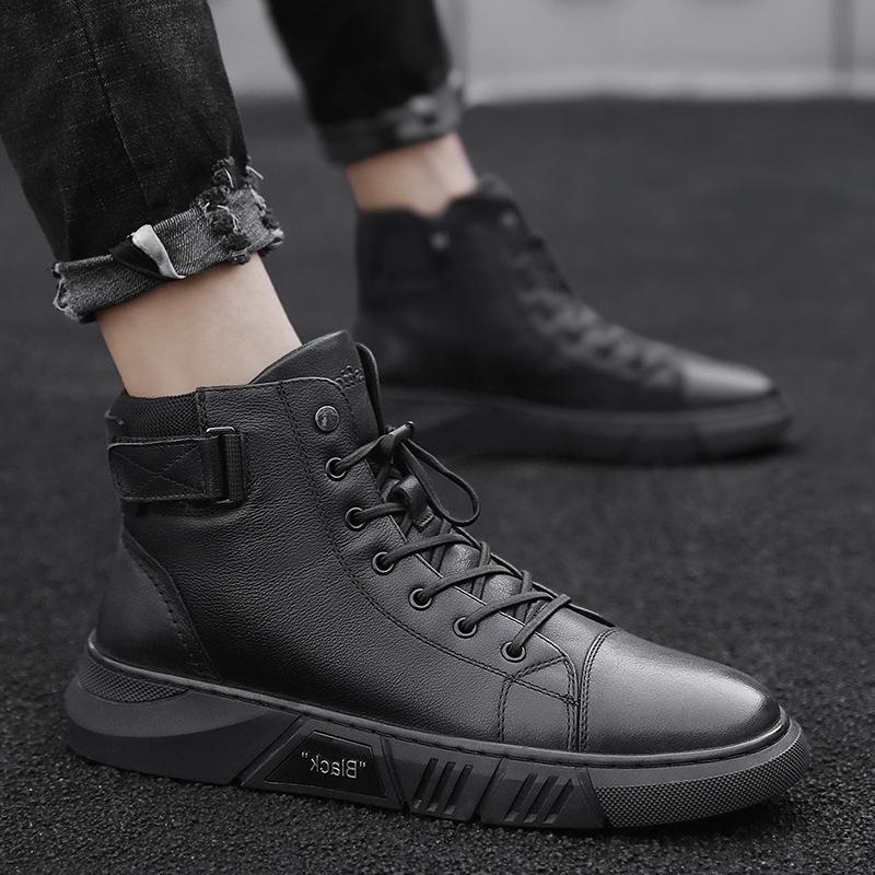 Herr svarta höga snörade sneakers - Corey
