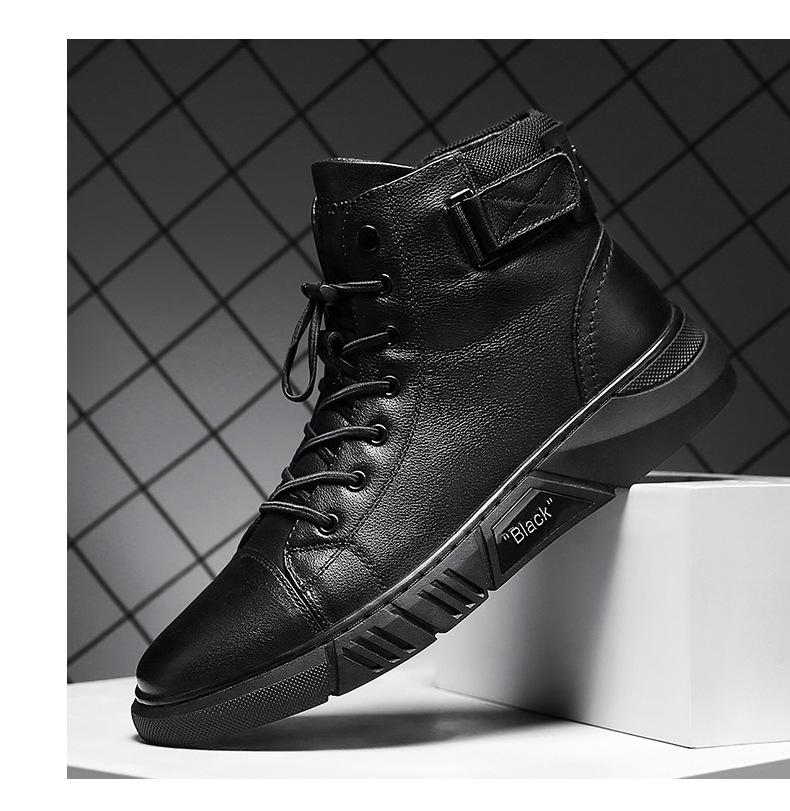 Herr svarta höga snörade sneakers - Corey