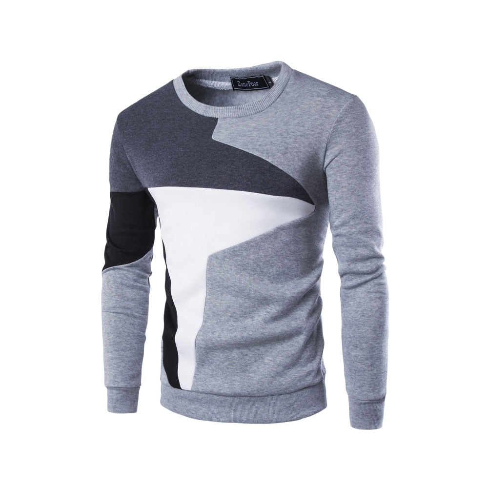 Mäns Crewneck Sweatshirt med Ribbstickade Detaljer