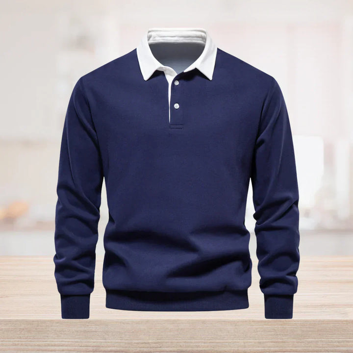 Mäns Klassisk Långärmad Poloshirt