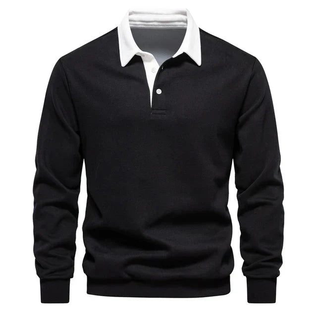 Mäns Klassisk Långärmad Poloshirt
